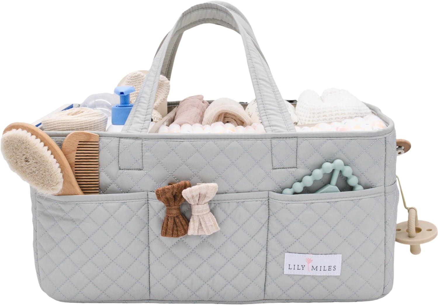 Baby Diaper Caddy Organizer, Nursery Storage Tote for Newborn Essentials and Diaper Change Station, Gift for Baby Shower and Registry Must-Have (Heather Gray)
