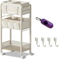 thumbnail image 1 of Baby Diaper Caddy Organizer and Storage,2In1 Baby Cart Organizer-Baby Diaper Caddy+3 Tier Rolling Cart for Baby Nursery,Baby Bedside Cart,Easy Assembly,Beige, 1 of 14