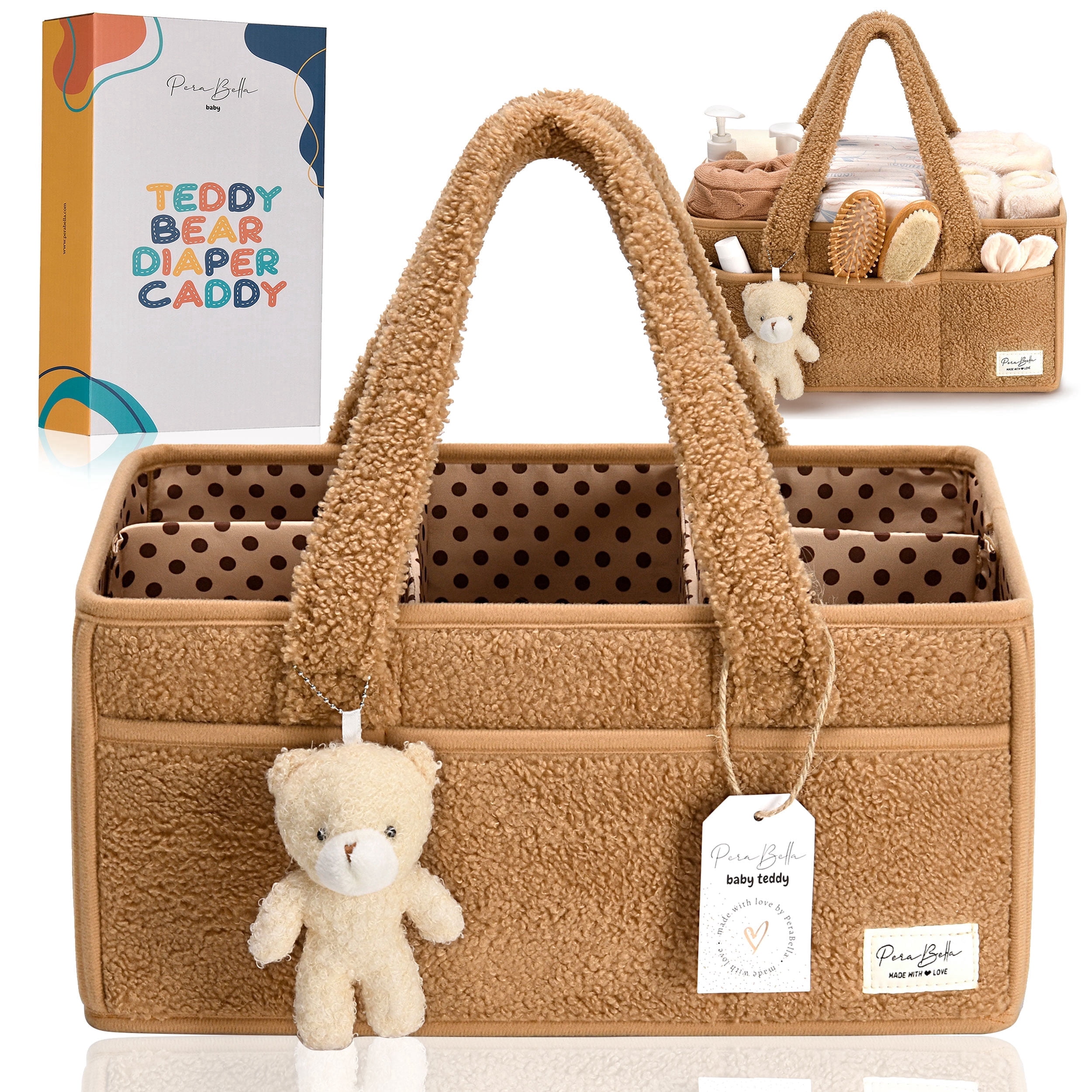 Baby Diaper Caddy Organizer for Changing Table, Portable Nursery Storage Basket Dresser Top