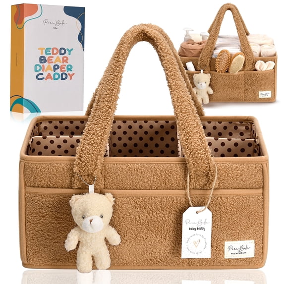 Baby Diaper Caddy Organizer for Changing Table, Portable Nursery Storage Basket Dresser Top