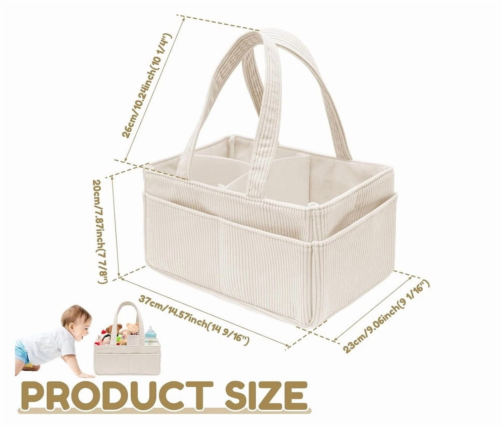 Baby Diaper Caddy Organizer for Changing Table – Stylish Nursery Storage Basket, Newborn Essentials, Baby Shower Gifts Must-Haves White