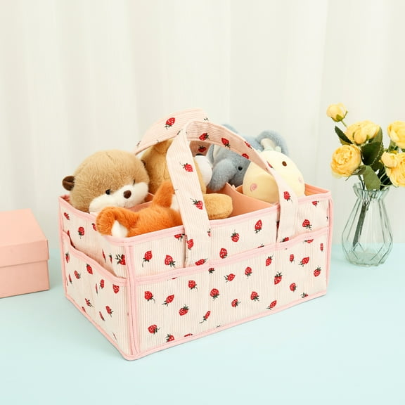 Baby Diaper Caddy Organizer with Handle Portable Nappy Caddy Storage Basket Multi Compartment Nursery Storage Basket for Newborn Essential