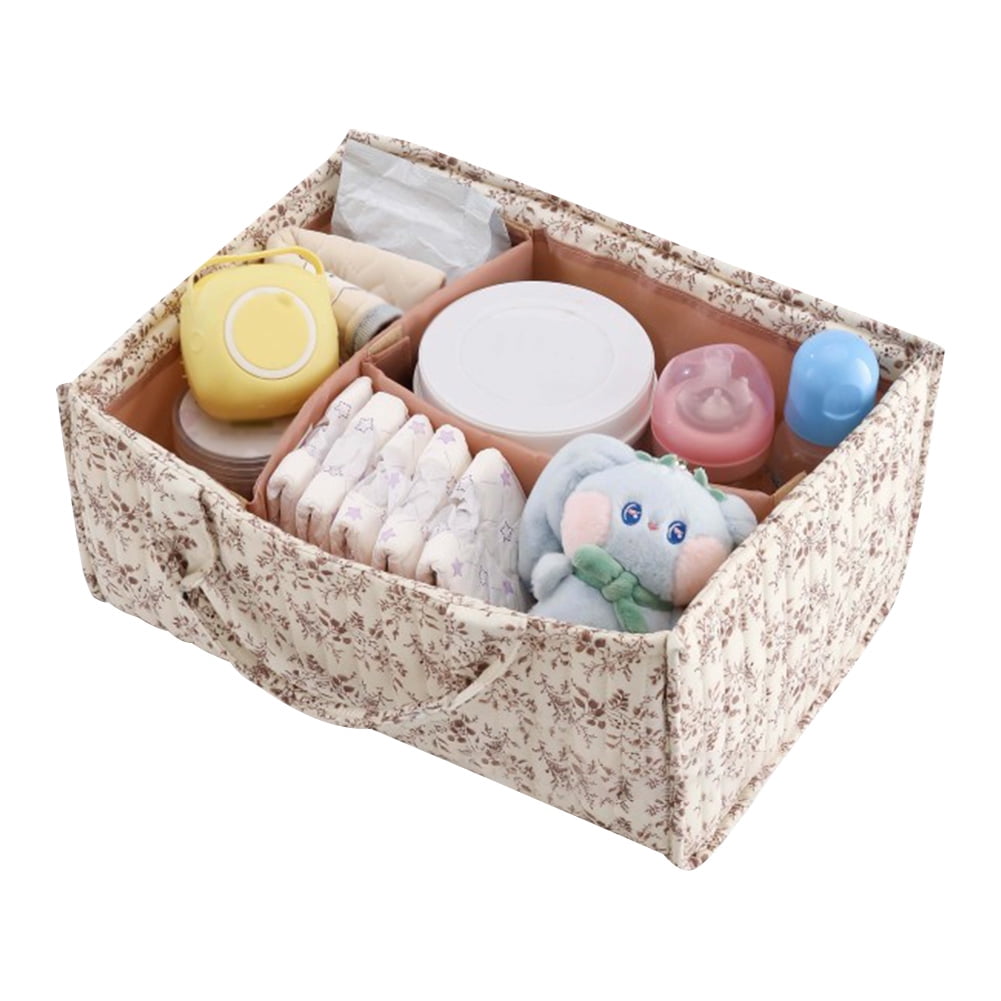 Baby Diaper Caddy Organizer, with Removable Divider Portable Stylish Nursery Storage Basket, Newborn Essentials, Newborn Caddie Car Travel，Floral