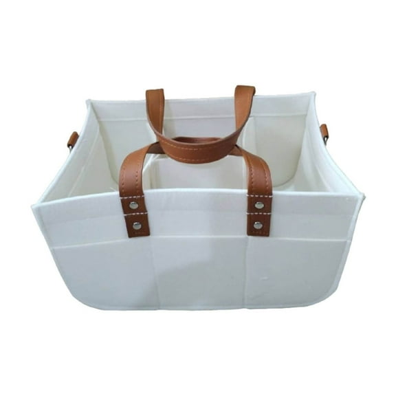Baby Diaper Caddy with Handle, Portable Baby Diaper Caddy Organizer for Changing Table, Car Caddy Organizer, Large Diaper Storage Capacity (White)