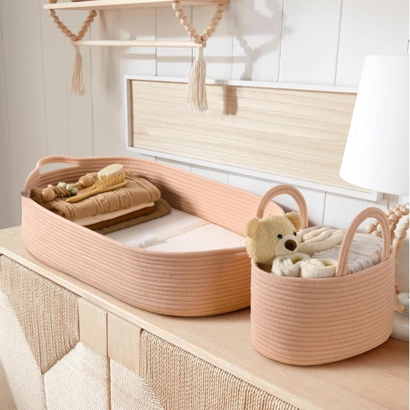 Baby Diaper Changing Basket + Soft, Waterproof Dual-Cover + Organize Nursery & Dresser + Perfect for Babies & Parents