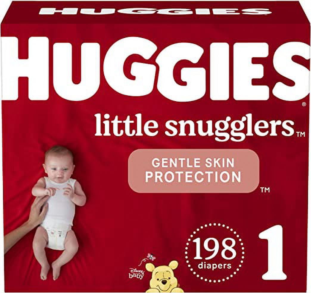 Baby Diapers Size 1 (8-14 lbs), 198ct, Huggies Little Snugglers Newborn Diapers