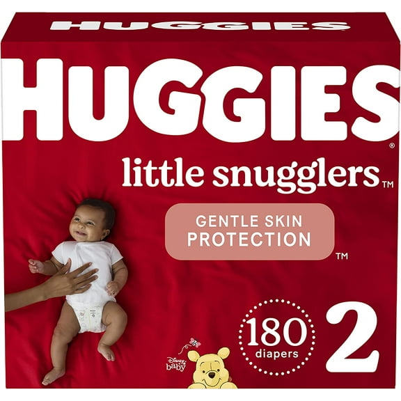 Baby Diapers Size 2 (12-18 lbs), 180ct, Huggies Little Snugglers