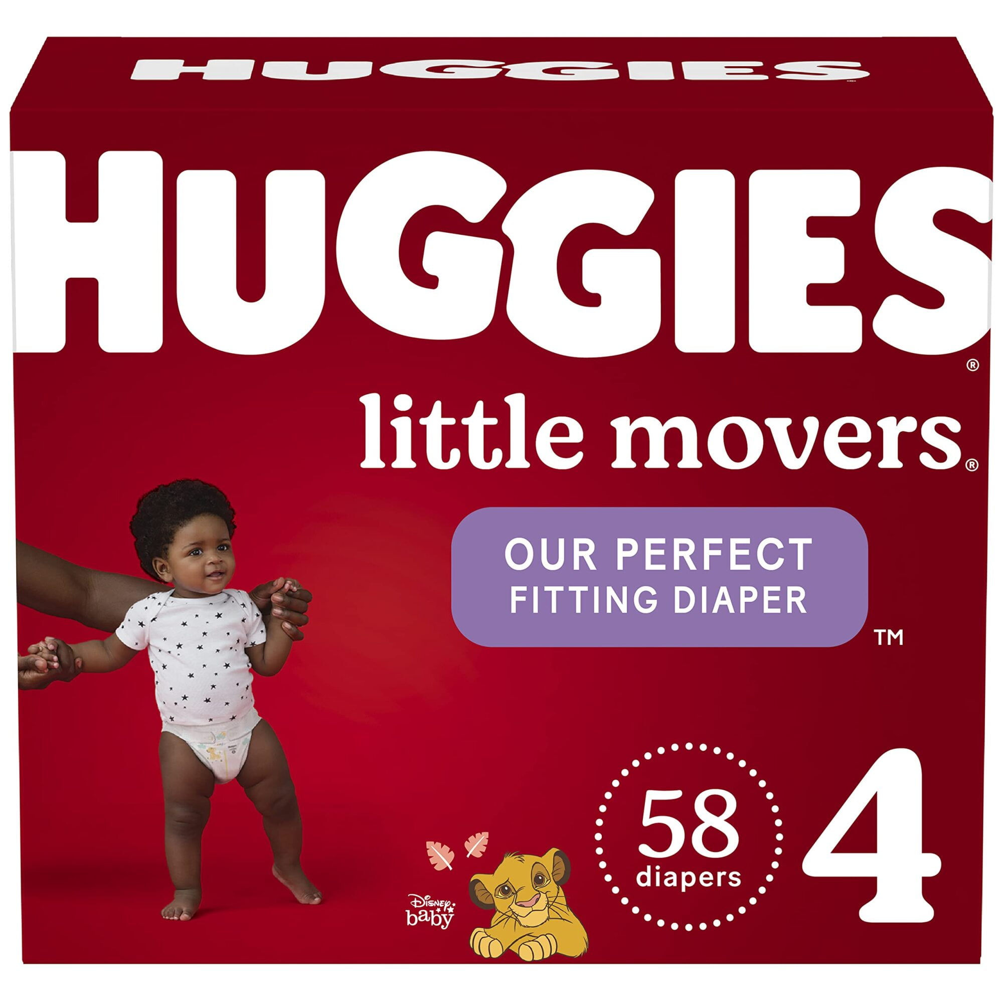 Baby Diapers Size 4, 58 Ct, Huggies Little Movers (Pack of 2)