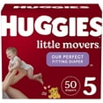 thumbnail image 1 of Baby Diapers Size 5 (27+ lbs) 50 ct Huggies Little Movers (Pack of 5), 1 of 8