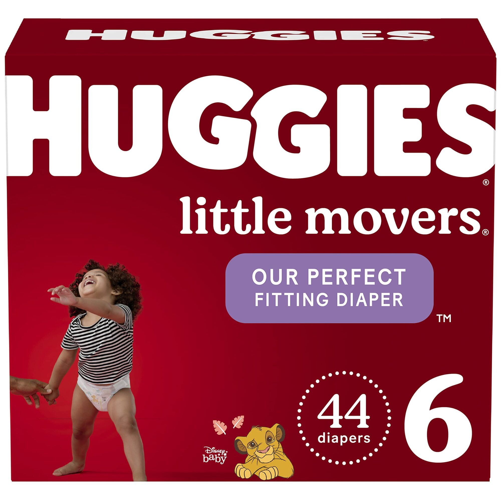 Baby Diapers Size 6 (35+ lbs), 44 Ct, Huggies Little Movers (Pack of 3)