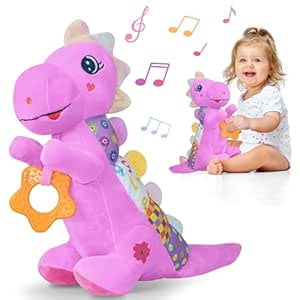 Kalencom Plush Sensory Toy - Saro Long Legs Dinosaur With Rattle & Crinkle Paper