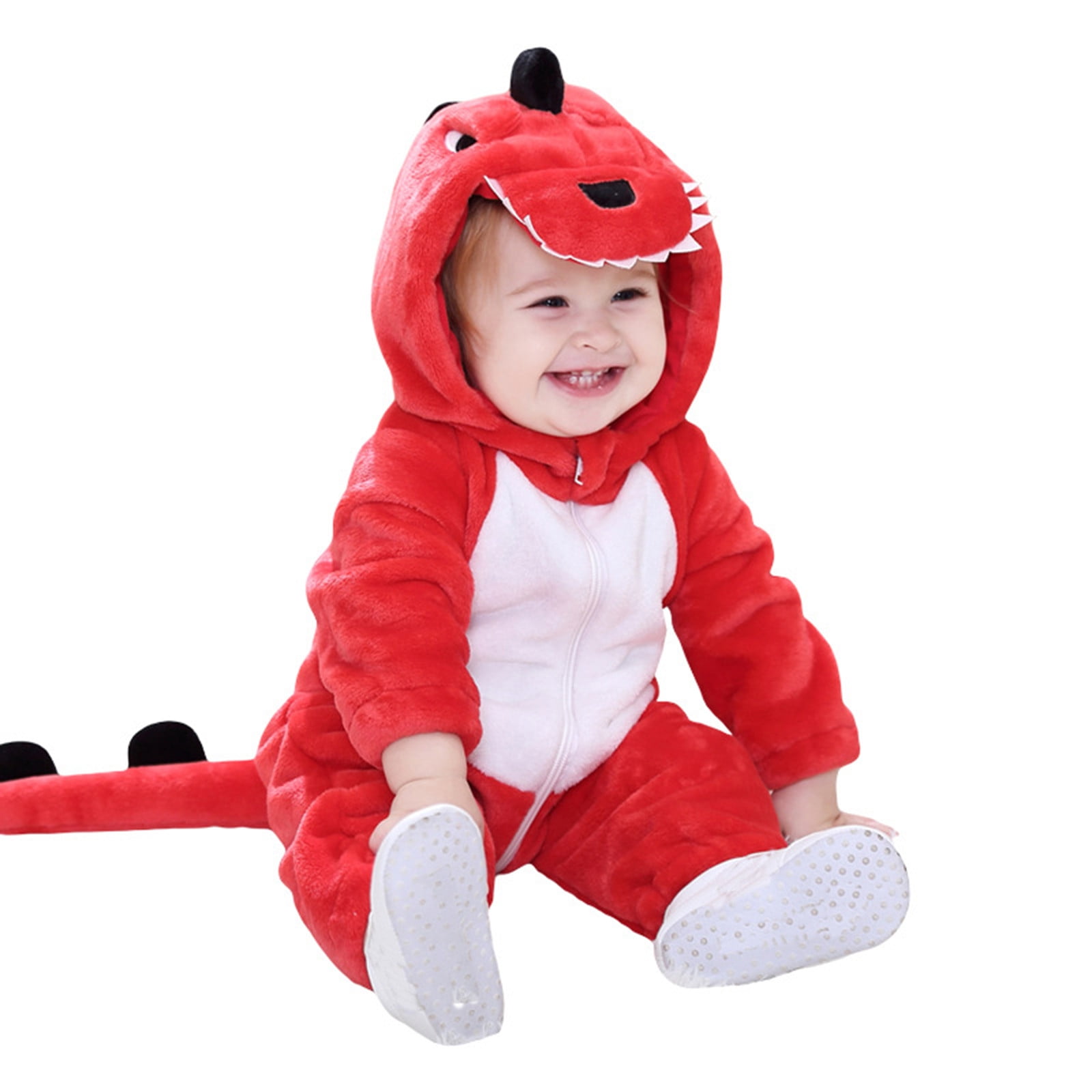 Baby Dinosaur Unisex Cartoon Hooded Romper Toddler Jumpsuit Tuxedo