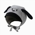 thumbnail image 1 of Baby Dog Face Knit Bonnet Hat with Floppy Ears,Winter Warm Earflap Cap with Chin Ties, 1 of 8