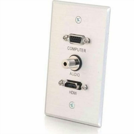 C2G HDMI, VGA and 3.5mm Audio Pass Through Wall Plate Single Gang Brushed Aluminum - mounting plate