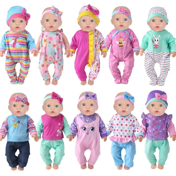 Baby Doll Clothes for 14-18 Inch Dolls 10-Piece Set Halloween Doll Costumes Christmas Gift for kid