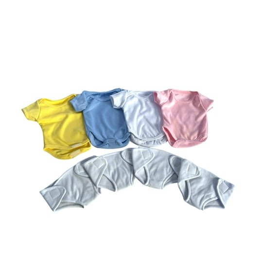 Baby Doll Clothes- 4 Pack Rompers with Diapers for Baby Dolls 15-16 Inches in Size