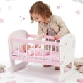 thumbnail image 1 of Wooden Doll Crib Rocking Cradle Bed for 18 Inch Dolls with Mattress, Pillow & Blanket, Baby Doll Furniture Toy, 1 of 6