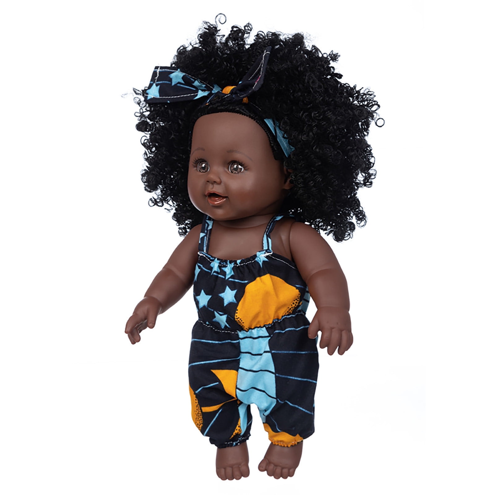 Baby Doll Deals! FNYOXU Realistic Baby Dolls, 13.8" Black Baby Doll with Curly Hair, 35cm Vinyl Toy for Kids (Ages 3+)
