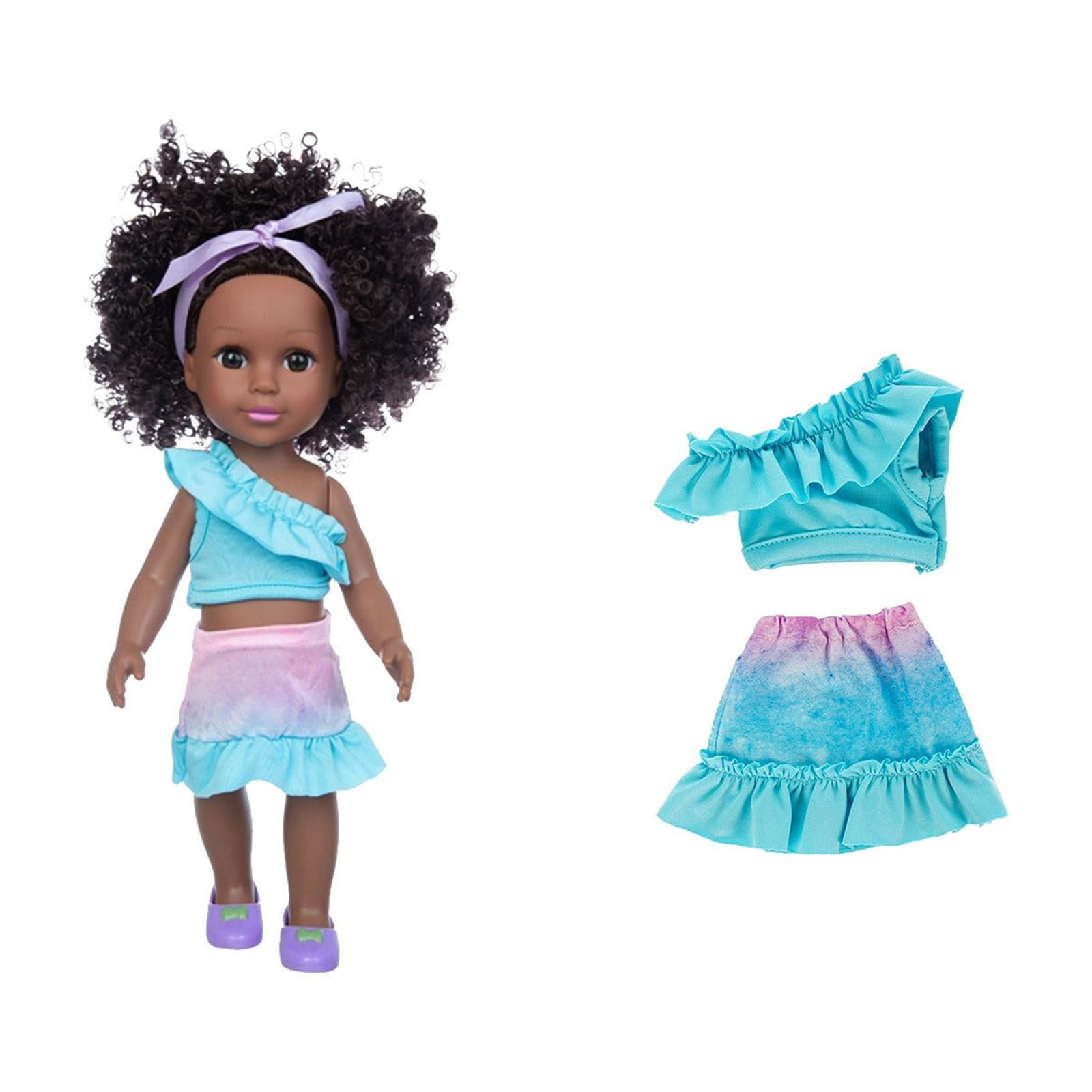 Baby Doll Deals! FNYOXU Realistic Baby Dolls, 14" Black Baby Doll, Soft & Cuddly Playset with Accessories (Ages 3+)