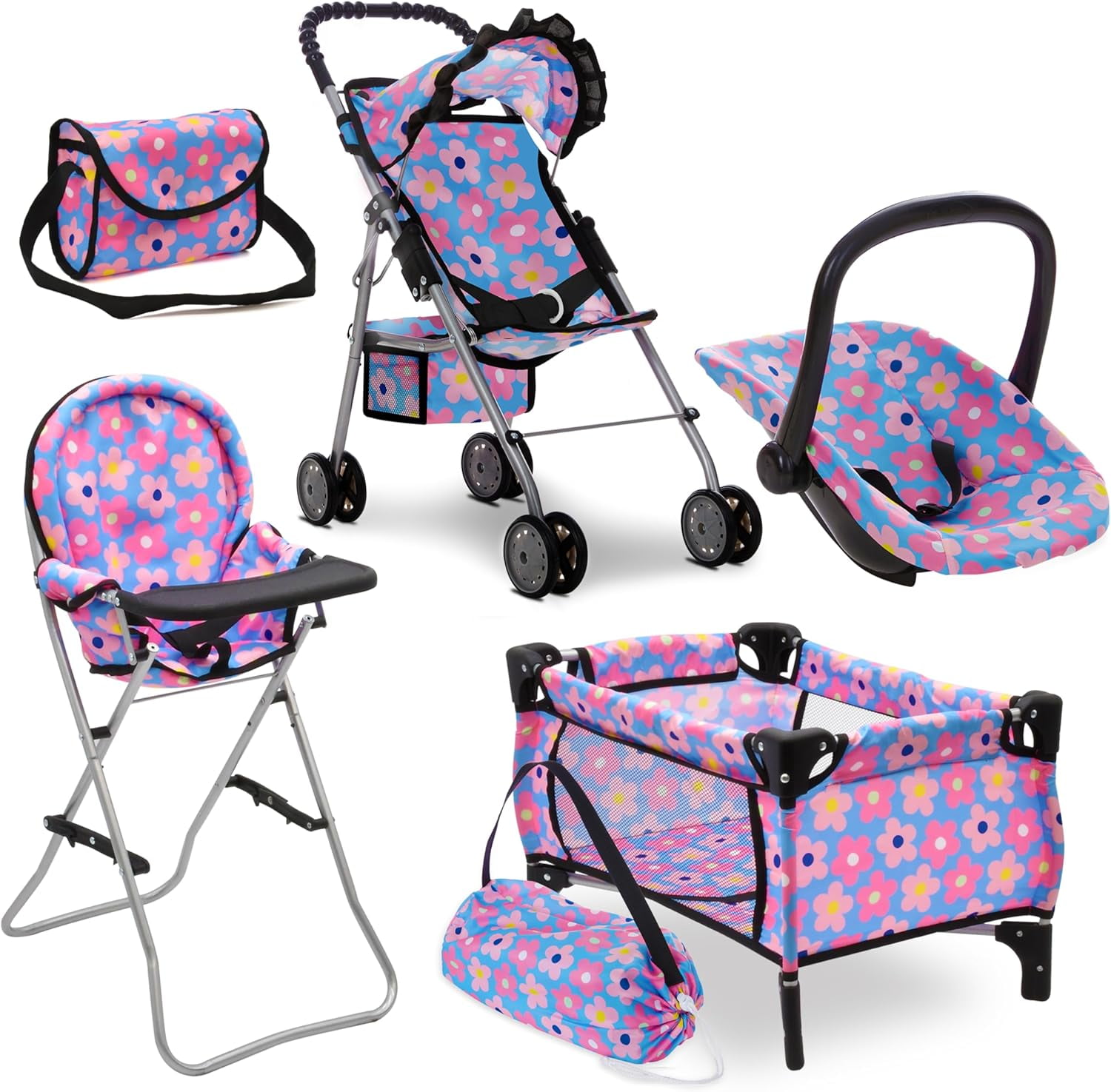 Doll Toys Doll Bed And Highchair Set Mega Baby Doll Accessories