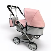 Baby Doll Stroller Pram with Detachable Bassinet, Foldable Carriage with Canopy & Storage, Fits 22" Dolls, Reborn Baby Dolls Stroller for Kids 3+