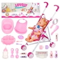 thumbnail image 1 of Baby Doll Stroller Toys Set with 14" Baby Doll, 22 Pcs Baby Doll Accessories, Pretend Play Toys for Toddlers Girls 3-6 Years, 1 of 8