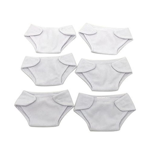 Baby Doll Toy 6 Pack Fabric Diapers, White
