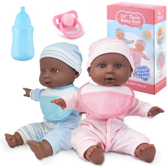 Baby Doll, YCFUN 12 inch Twin Dolls Baby Girl Toys for 2-5 Year Old Toddlers Kids Girls Boys, Black