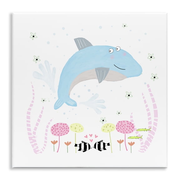 Stupell Industries Baby Dolphin & Flowers Wall Plaque Art, design by Carla Daly, 12 x 12
