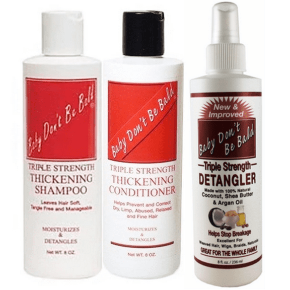 Baby Don't Be Bald Triple Strength Thickening Shampoo, Conditioner, Detangler