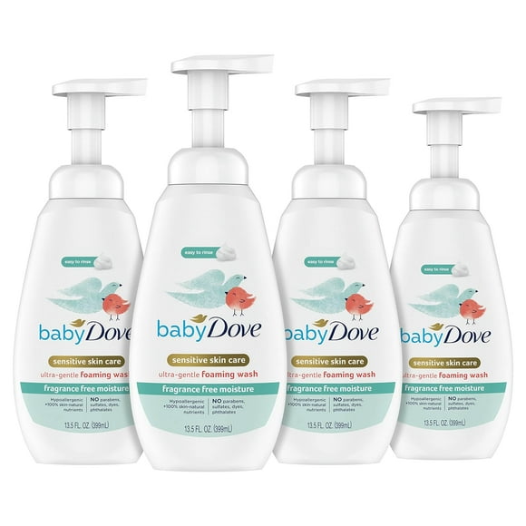 Baby Dove Baby Foaming Wash Fragrance Free Moisture 4 Count for Sensitive Skin Ultra Gentle 13.5 fl. oz.