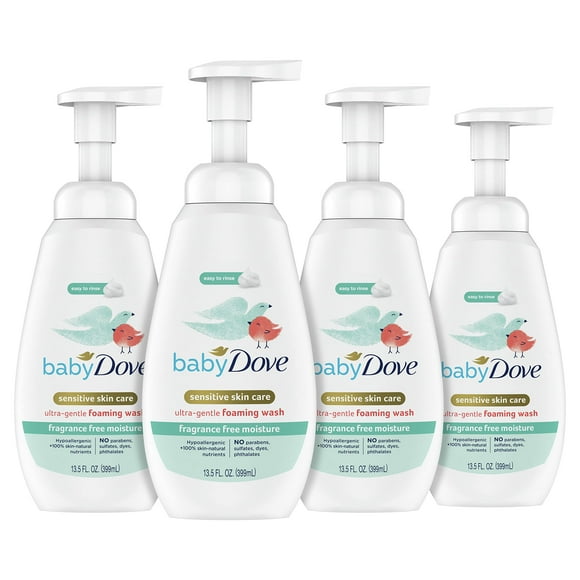 Baby Dove Baby Foaming Wash Fragrance Free Moisture 4 Count for Sensitive Skin Ultra Gentle 13.5 fl. oz.