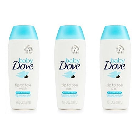 Baby Dove Body Wash Tip To Toe Sensitive Moisture 1.8 Oz Travel Size (Pack Of 3)