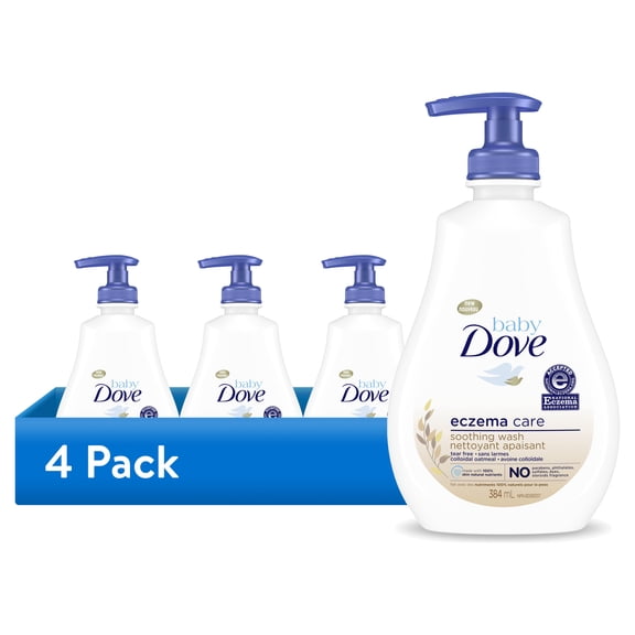 (4 pack) Baby Dove Derma Care Skin Care with Colloidal Oatmeal Soothing Wash Suitable for eczema prone skin, 13 fl oz
