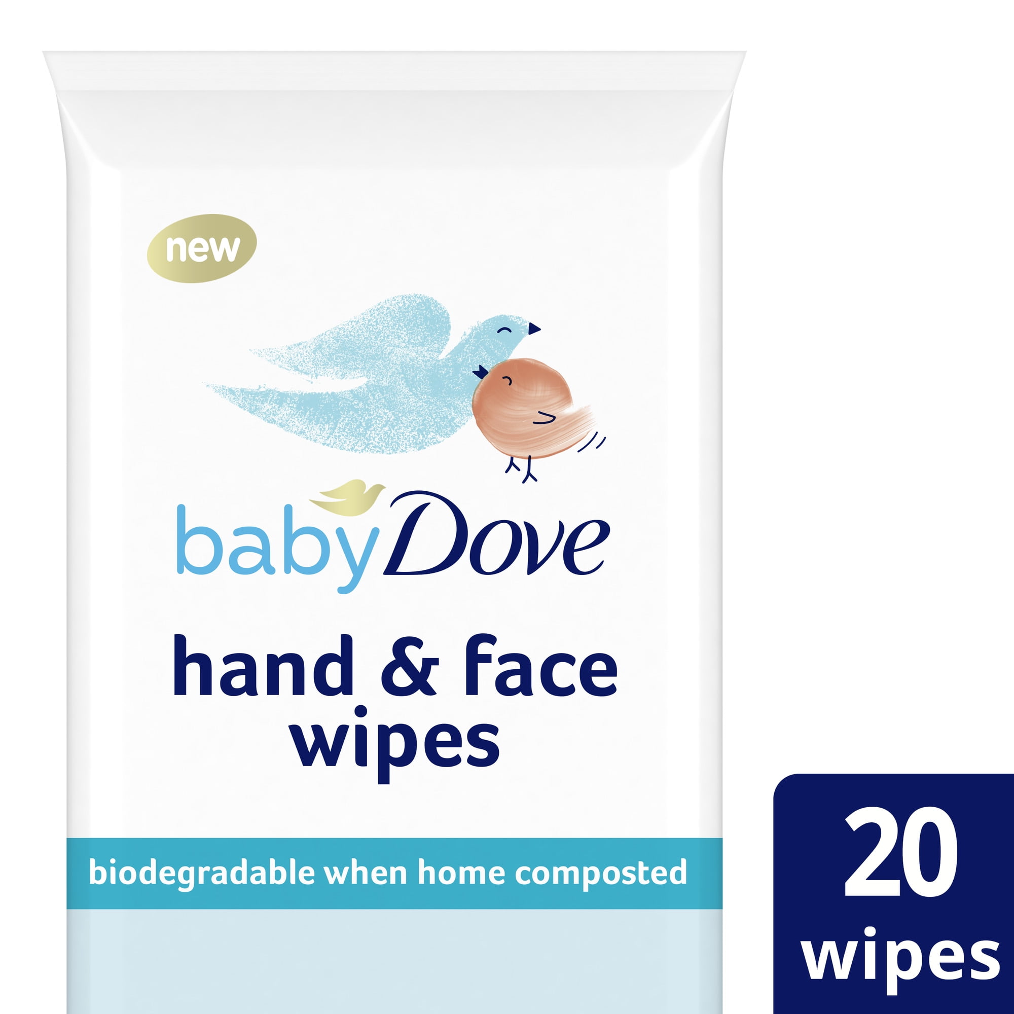 Baby Dove Hand and Face Wipes Effectively Wipes away Dirt and Germs 20 Wipes