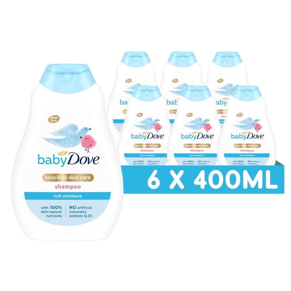 Baby Dove Hypoallergenic Shampoo, 6 Piece, 400ml, Hydration