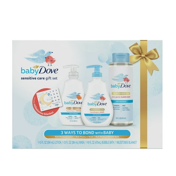 Baby Dove Hypoallergenic Wash & Lotion and Ultra-Gentle Bubble Bath Gift Pack Rich Moisture Sensitive Skin, 3 Count ( 2 Pack )