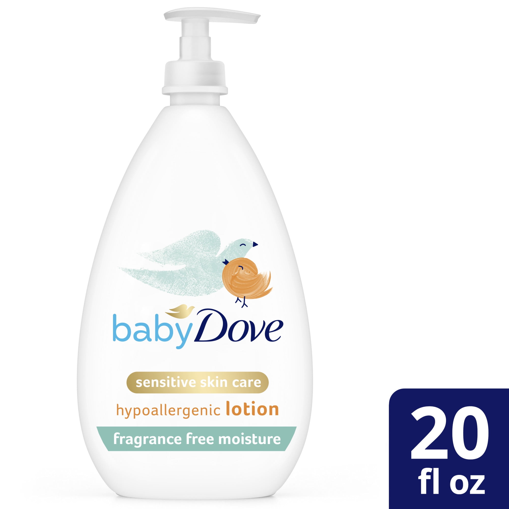 Baby Dove Sensitive Skin Care Hypoallergenic Body Lotion, Fragrance Free, 20 oz