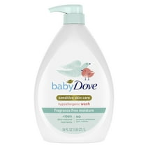 Baby Dove Sensitive Skincare Liquid Body Wash Fragrance Free Moisture, Hypoallergenic, 34 oz