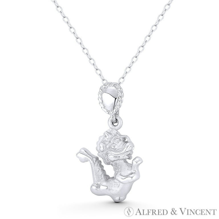 Baby Dragon Shenlong Chinese Feng Shui Good Luck Charm 27x15mm 1.1x0.6in Pendant in .925 Sterling Silver