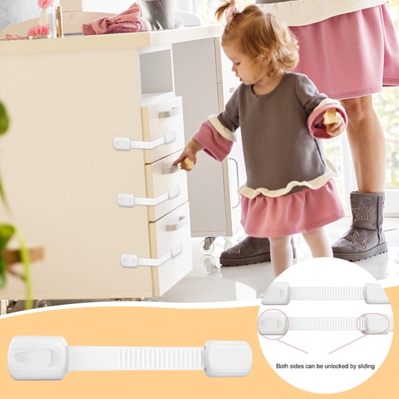 Baby Drawer Lock for Cabinet and Refrigerator, Child Safety Lock Anti Pinch Hand, Adjustable Strap for Toilet and Door