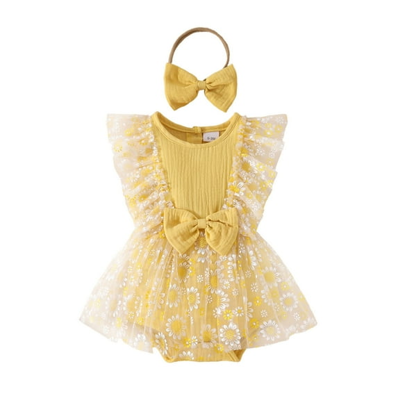 Baby Dress Cute Pattern Embroider Girls Tulle Dress Romper Sleeveless Bodysuit Funny Baby Clothes Outfits Baby Girl for Girls 9-12 Months