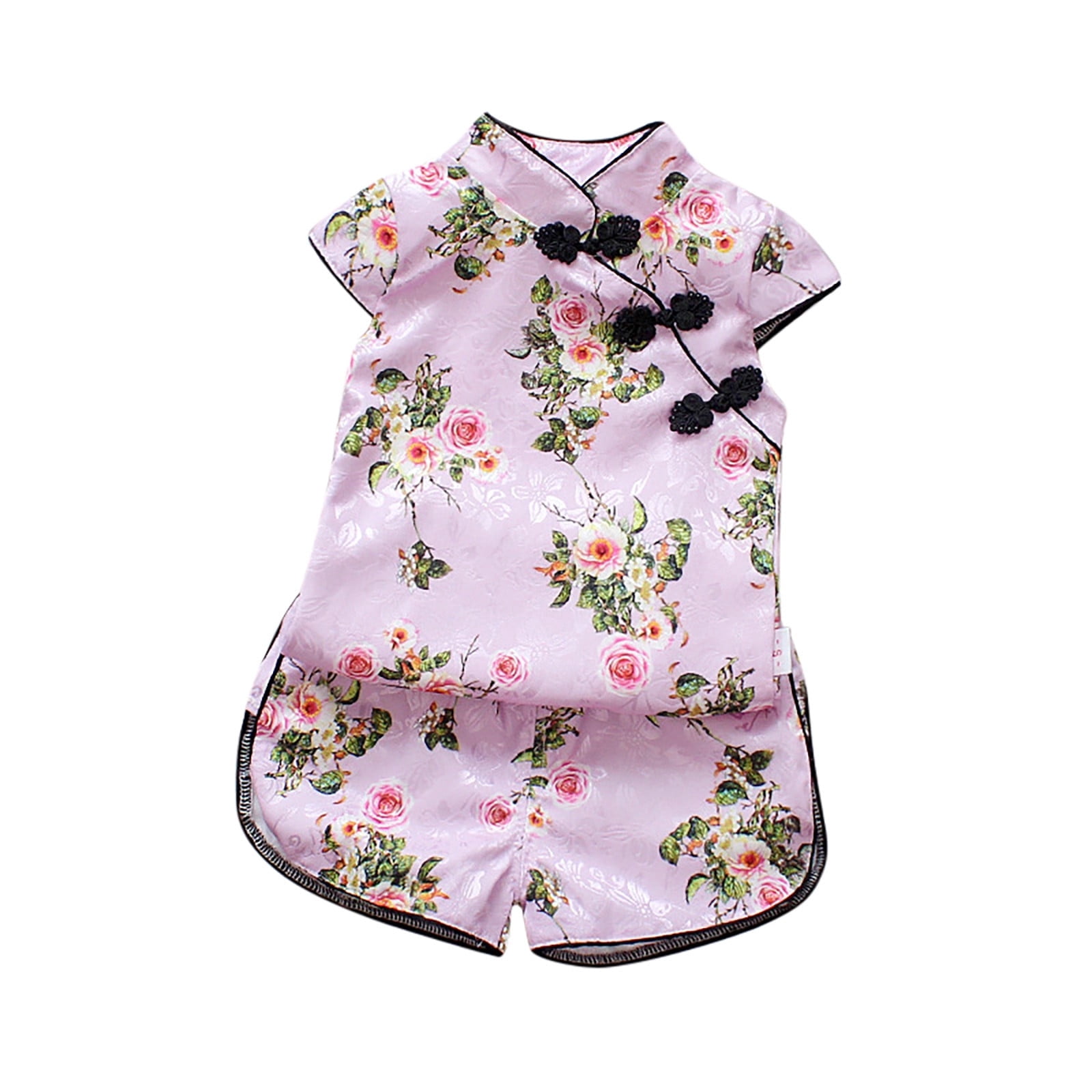 Singapore Souvenir Gift Pink Floral Baby Kids Girl Cheongsam Dress 0850