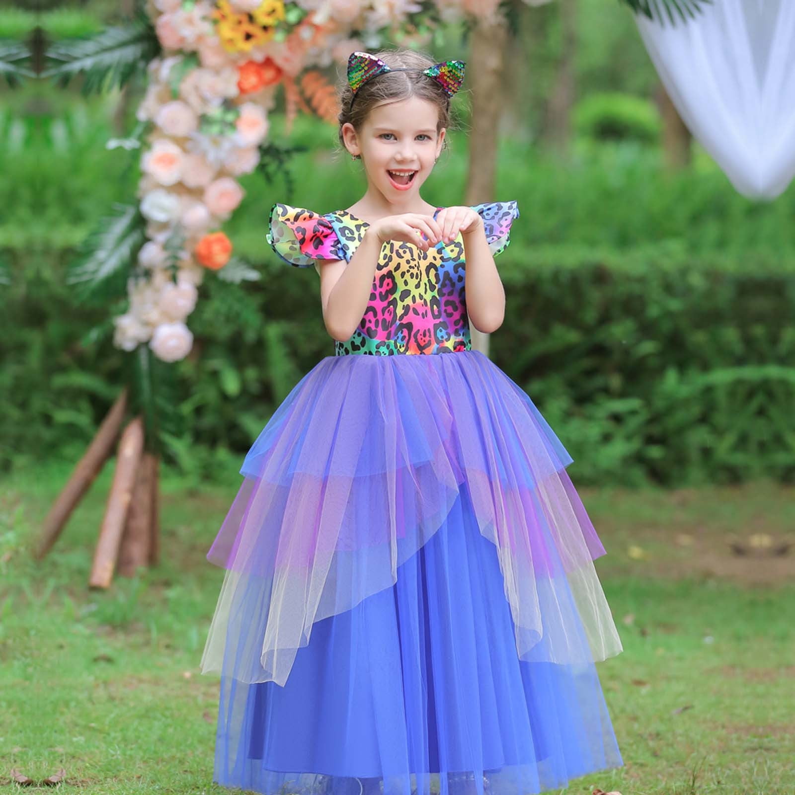 Amazon.com: Flower Girl Long Sleeve Princess Dresses Lace Maxi Gown Kids  Wedding Bridesmaid Formal Party Pageant Rhinestone Little Big Girls First  Communion Birthday Floor Length Puffy Tulle Dress Green 6-7Y: Clothing,  Shoes