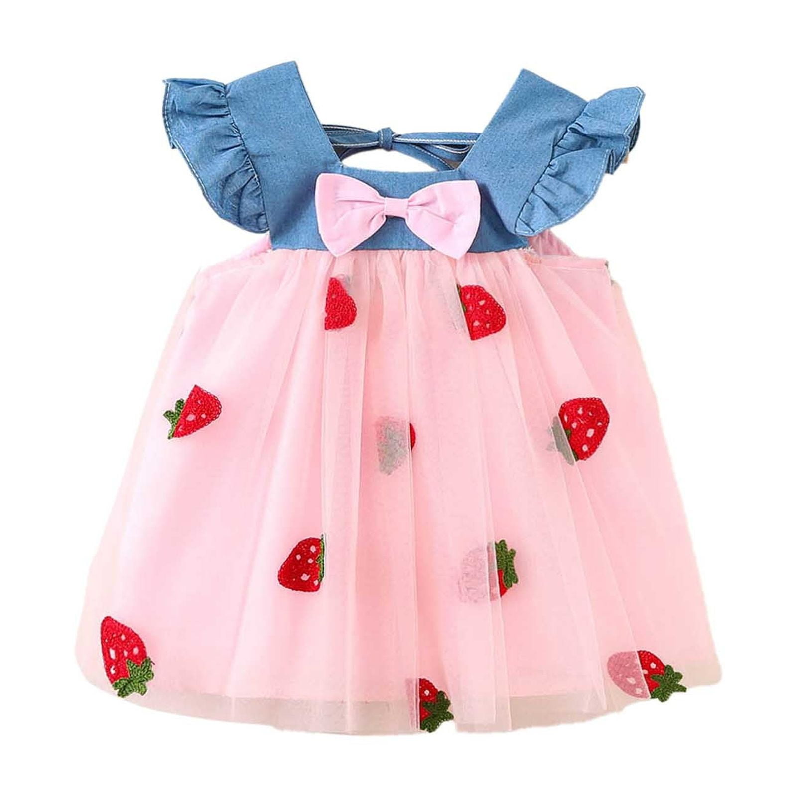 Summer Sleeveless Casual Dress Pink For Baby Girls