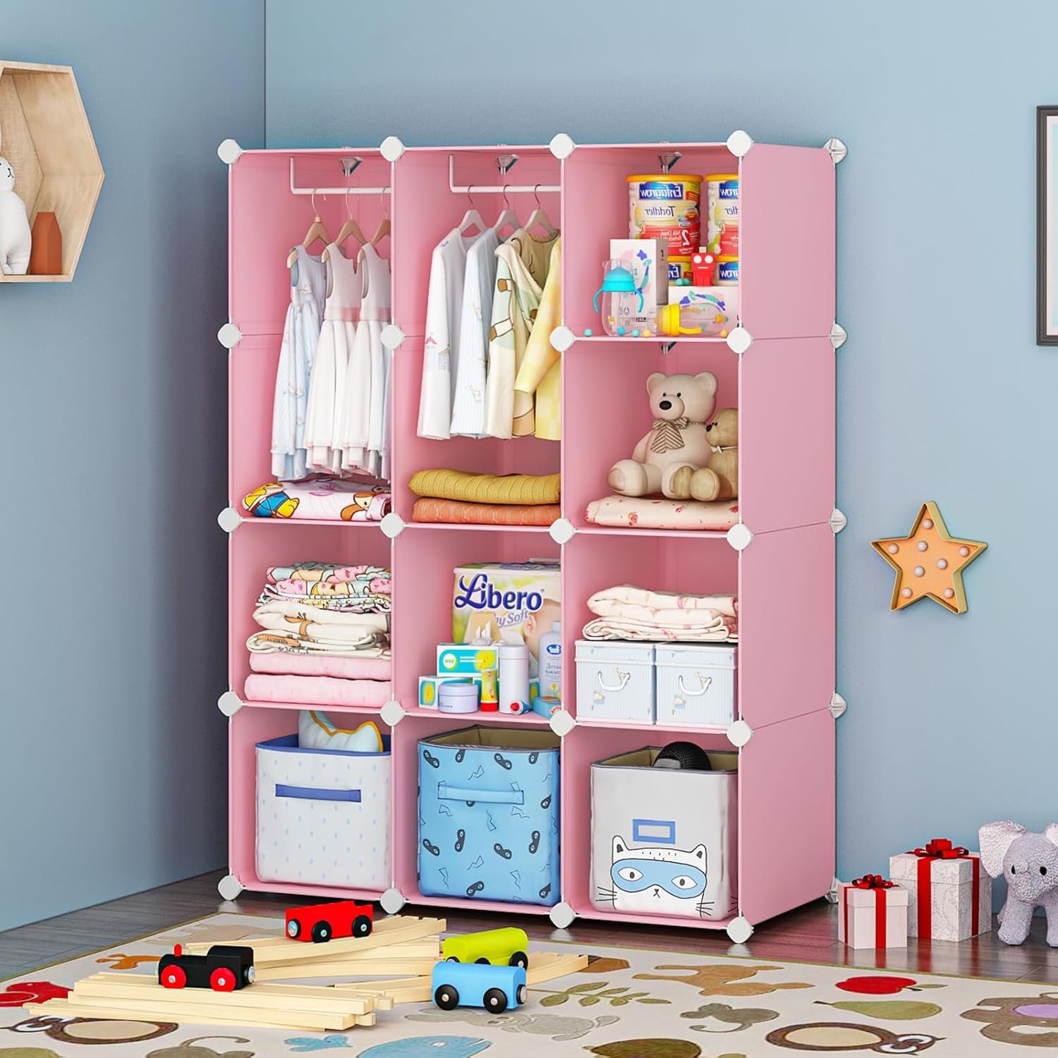 Baby Dresser, Kids Closet Organizers, Portable Kids Wardrobe for Closet ...