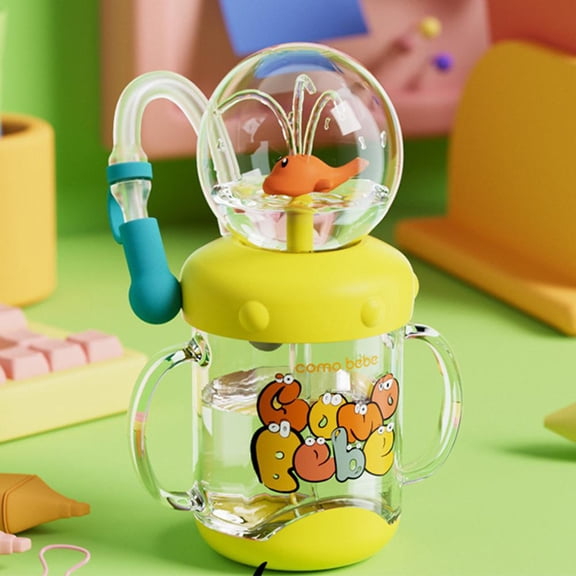 Baby Drinking Cup with Straw Cute Whale Squirt Water Cup 220ML Portable Diving Toddler Water Cups Creative Colorful Spill Proof Whale Spray Sippy Cups for Kids Boys Girls