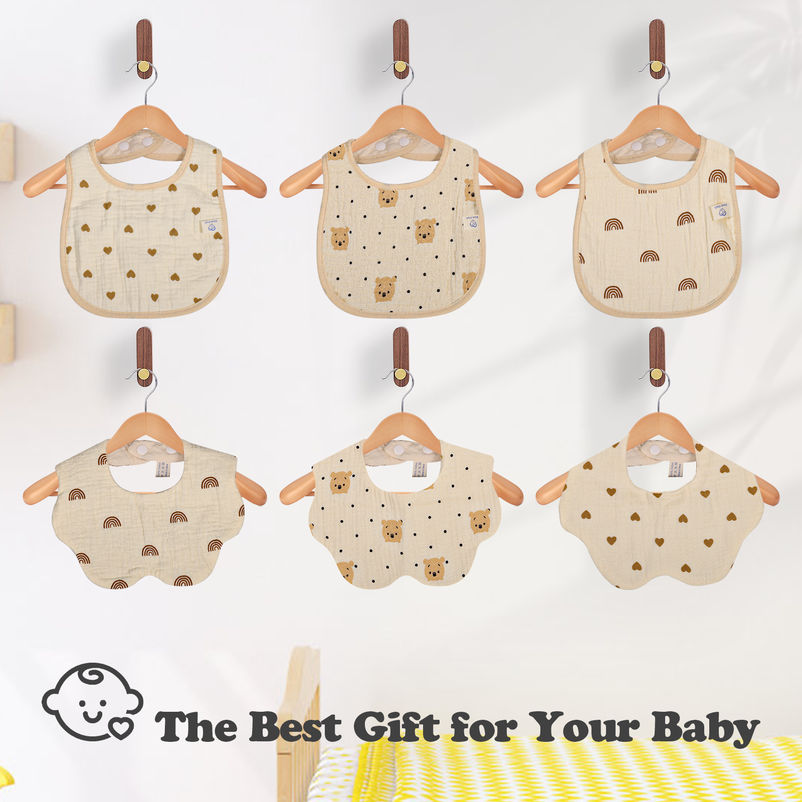 Baby Drool Bibs for Boys Girls 6 Pack Muslin Cotton Dribble Bibs Super Absorbent Cotton Teething