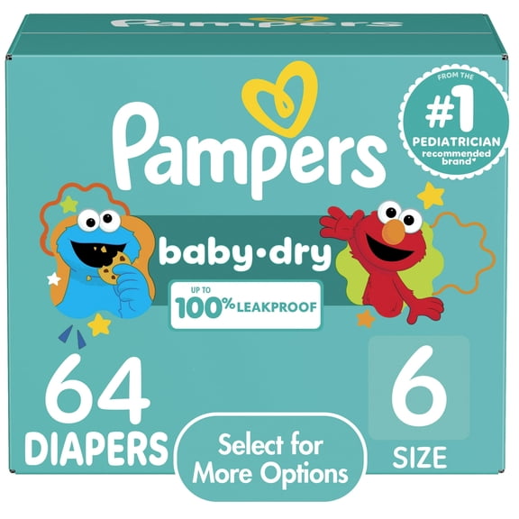 Baby Dry Baby Diapers Size 6, 64 Count (Select for More Options)