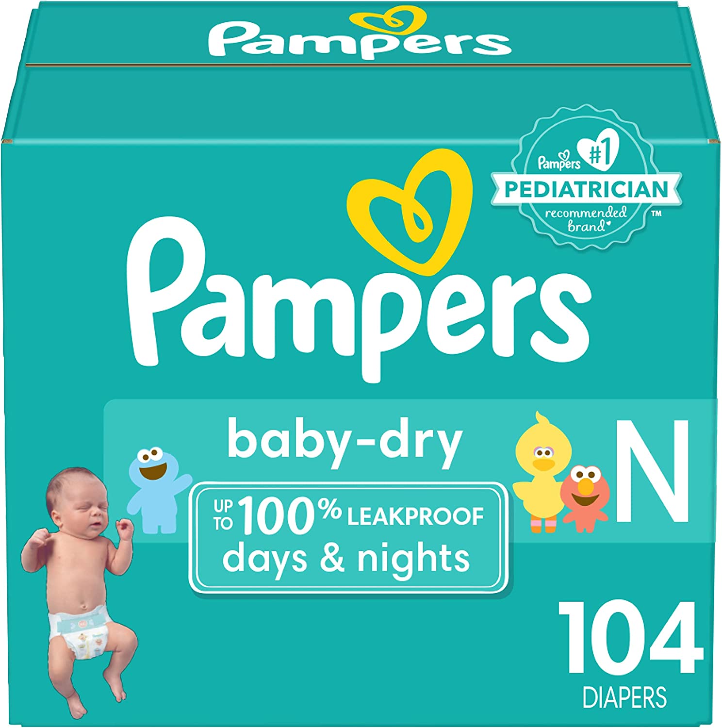 Baby Dry Diapers Newborn - Size 0, 104 Count, Absorbent Disposable Diapers - image 1 of 5